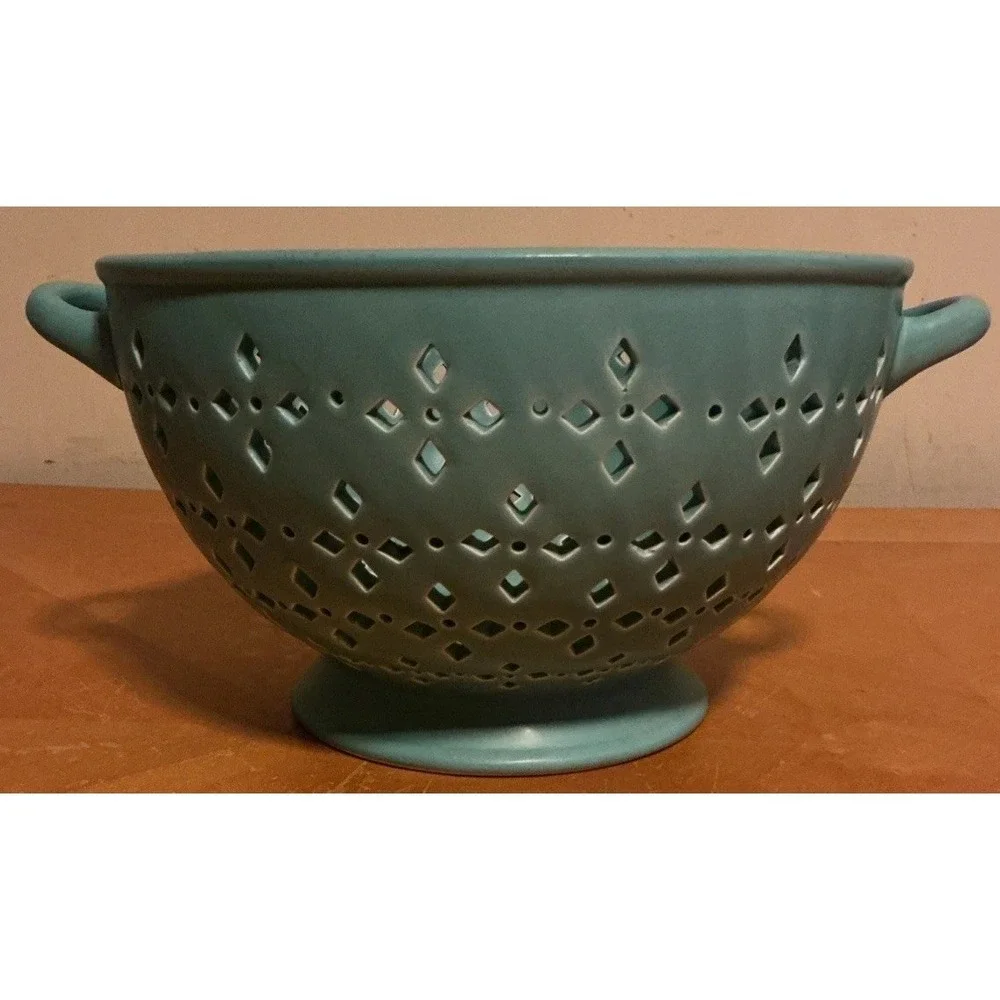 Threshold Earthenware Teal Ceramic Colander‎ 5.5